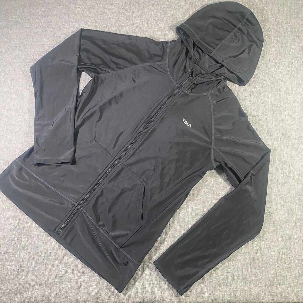 Tesla Lightweight Full Zip Hoodie Jacket Womens Size Small‎ Black UPF 50+
